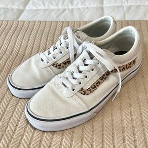 Womens off-white suede and leopard vans. Size 8